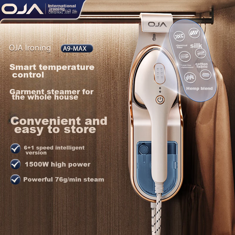 OJA [Power Equivalent Upright Machine] Garment Steamer, Handheld Ironing Machine, Steam Iron, Fully Automatic Intelligent Pressure-Boosting, Small Portable Clothes Ironing Tool, Mite Remover