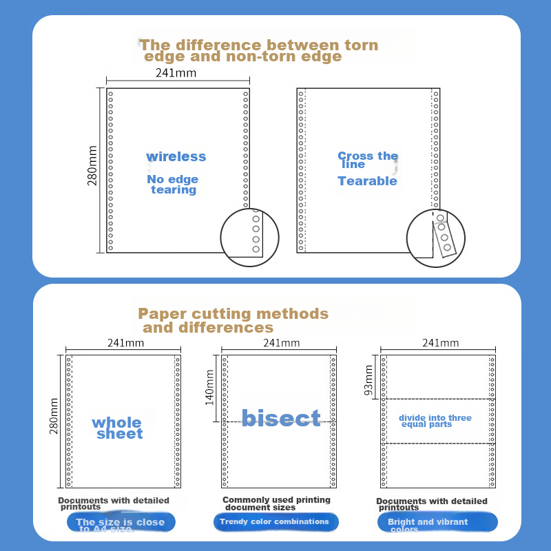 NVV Three-Part Two-Equal Division Pin-Style Printing Paper, Perforated Edge Computer Printing Paper, Colored Inbound/Outbound Delivery List, 1000 Pages/box, DYJ241-3 White Red Yellow