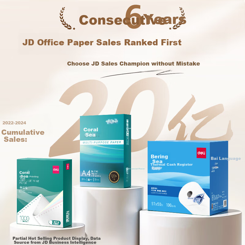 Deli 80*80 Type 80m*30 Rolls Extra Long Thermal Cash Register Paper for Catering Delivery Supermarket Cash Register Receipt Paper ZS162 [Compatible with 80mm Machines such as 801P]