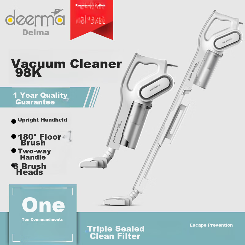 Deerma Push-Pole Carpet Dual-Use Compact Powerful Vacuum Cleaner, High Suction Power Pet Hair Removal Vacuum Cleaner DX700Pro