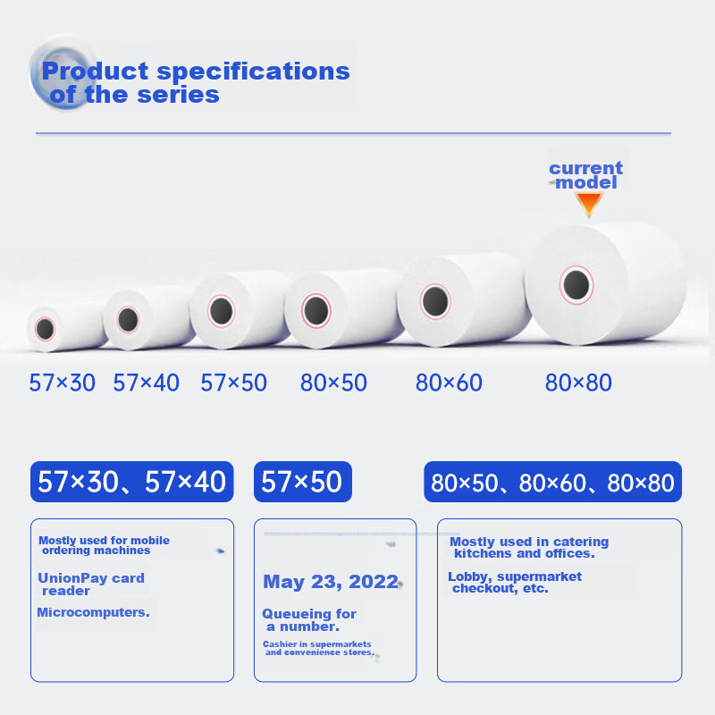 Deli 80*80 Model 60m*30 Rolls, Bering Sea Thermal Receipt Paper, Restaurant Takeout Supermarket Cash Register Printing Paper, ZS133 [Compatible with 80mm Machines, 801P Etc.]