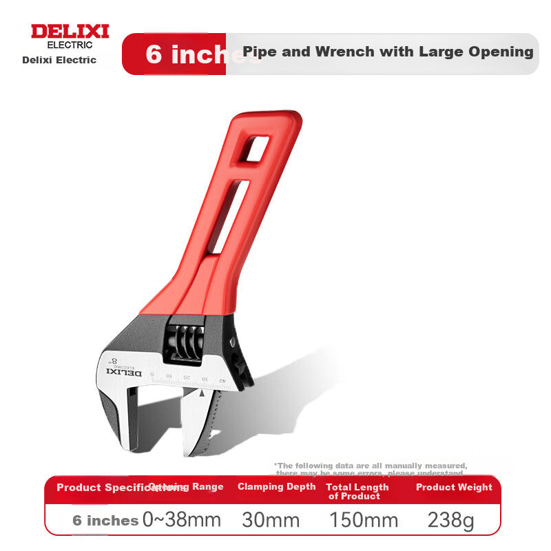 DELIXI ELECTRIC Multi-function Large Opening Wrench for Boards, Pipes, Plumbing, and Bathrooms, Dual-use 6-inch Wrench