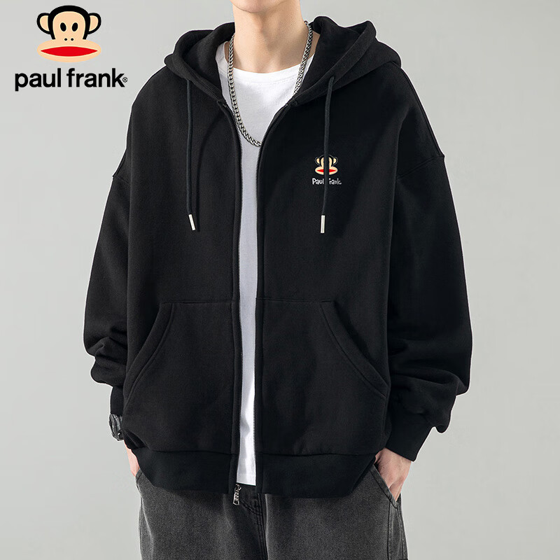 Paul Frank Men's Spring Casual Loose Hooded Sweater Men's Trendy Men's Outerwear Black M