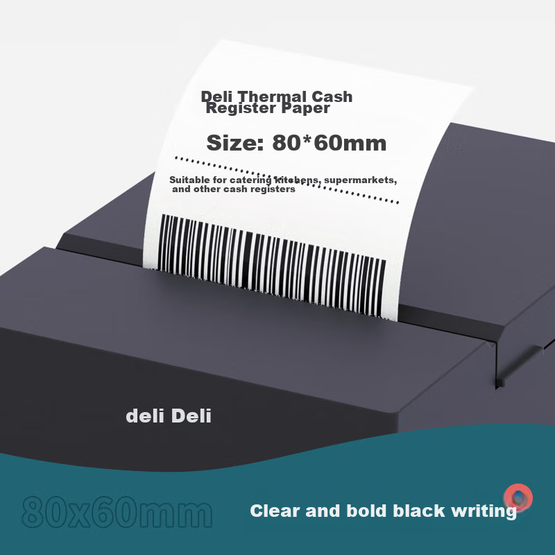Deli 80*60 Model 28m*50 Rolls Coral Sea Thermal Receipt Paper for Restaurants, Takeout, And Supermarkets 3144 [Compatible with 80mm Machines, 801P, Etc.]