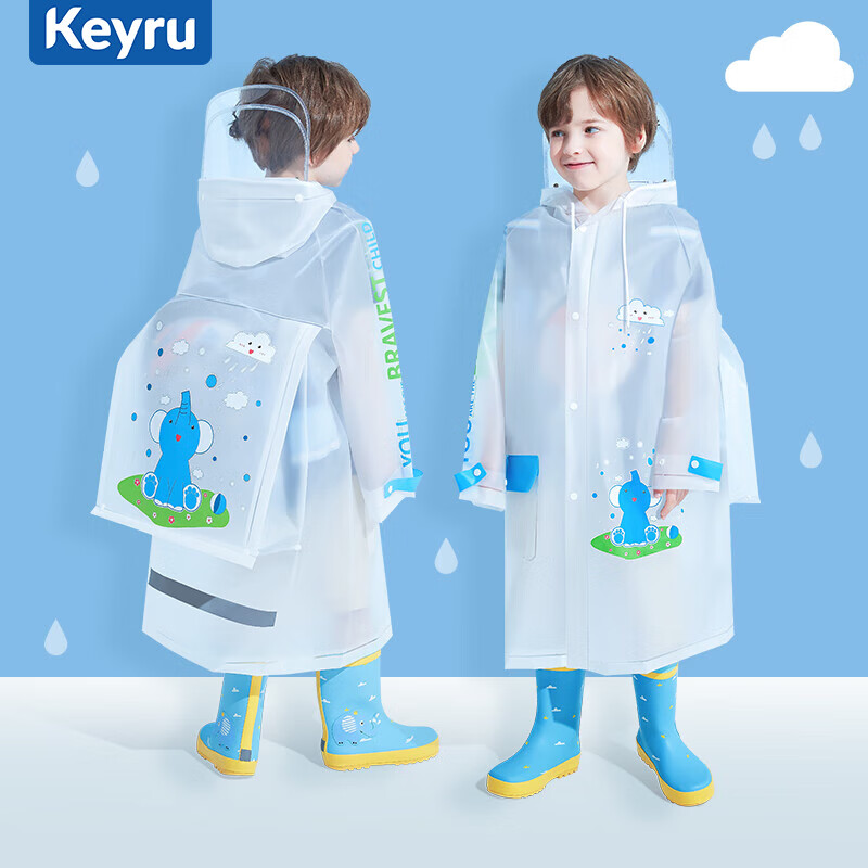 KEYRU Children's Raincoat for Elementary School Students And Kindergarteners, with Backpack Space, Full-Body Waterproof, Extended Length, for Boys And Girls