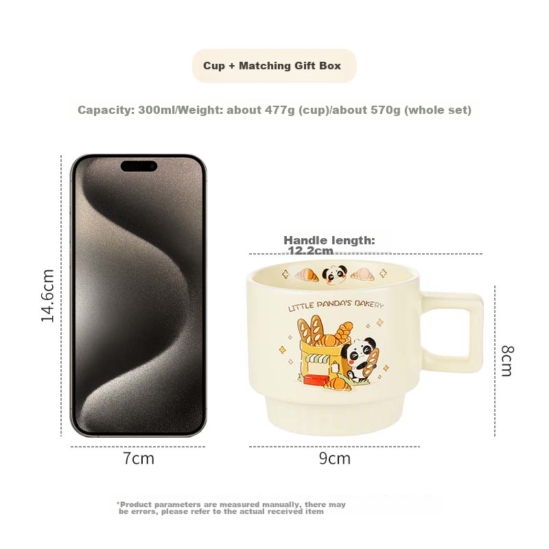 CAIZHI Ceramic Mug, Milk Fufu Water Cup, Birthday Gift for Girlfriends, Boyfriends, Small Panda Cup, CZ6992