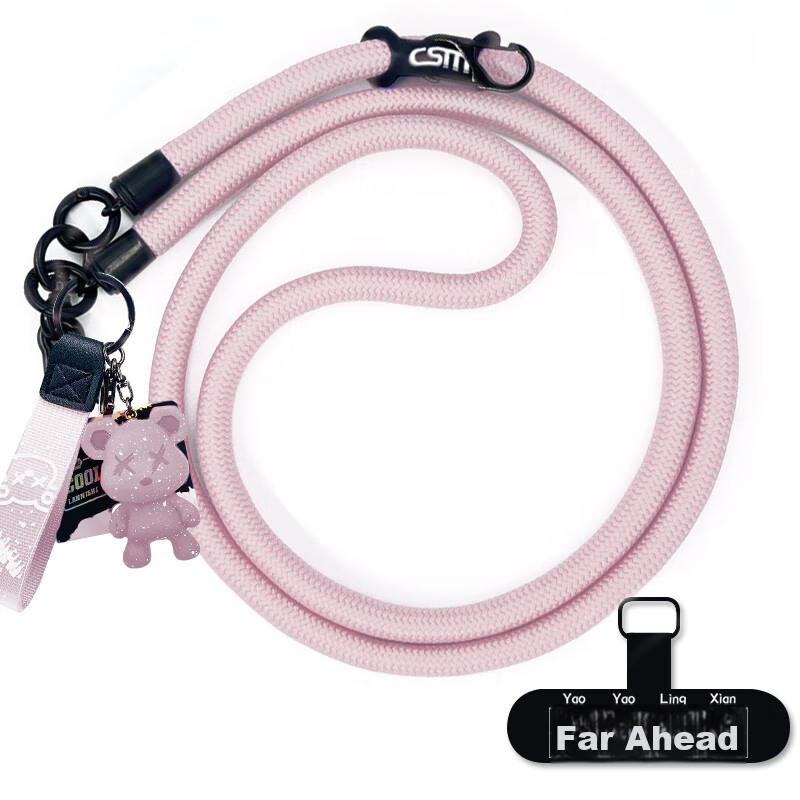Chuangsimi Phone Lanyard, Neck Strap, Crossbody Accessory, Phone Chain, Anti-Theft Cord, Wrist Strap, Suitable for Apple, Huawei, Android, Pink