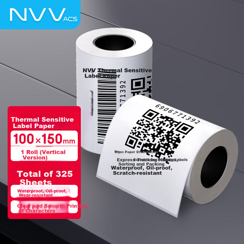 NVV Three-proof Thermal Sensitive Label Printing Paper 100mm*150mm*325 Sheets Electronic Waybill Express Logistics Non-drying Adhesive Barcode Paper SF100150