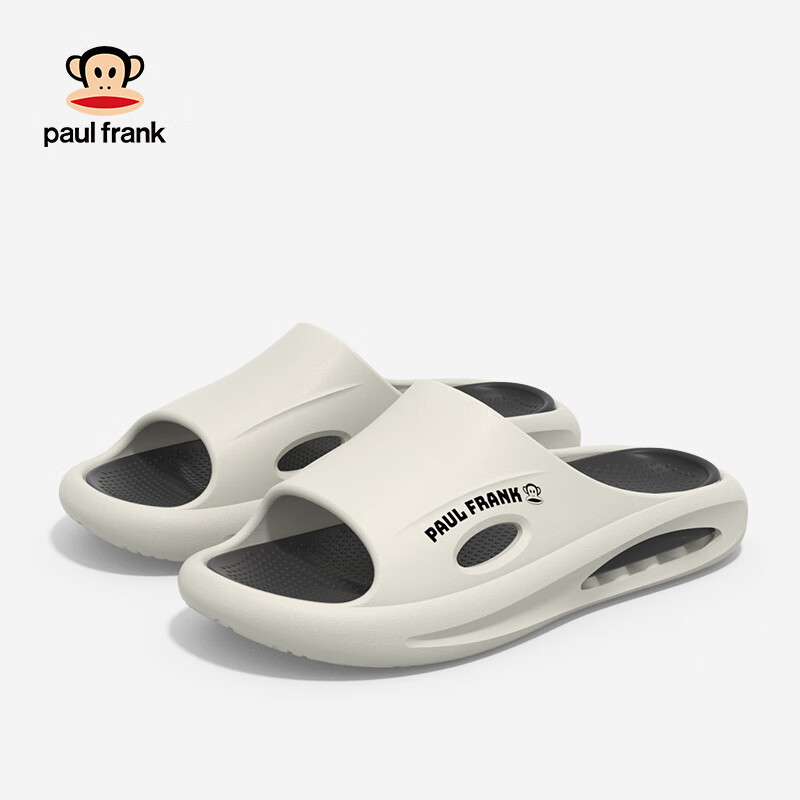 Paul Frank Slippers for Men, Outdoor Wear, Summer, Non-Slip, Squishy Feeling, EVA Casual Sandals, Home Shoes, Black, Size 44-45