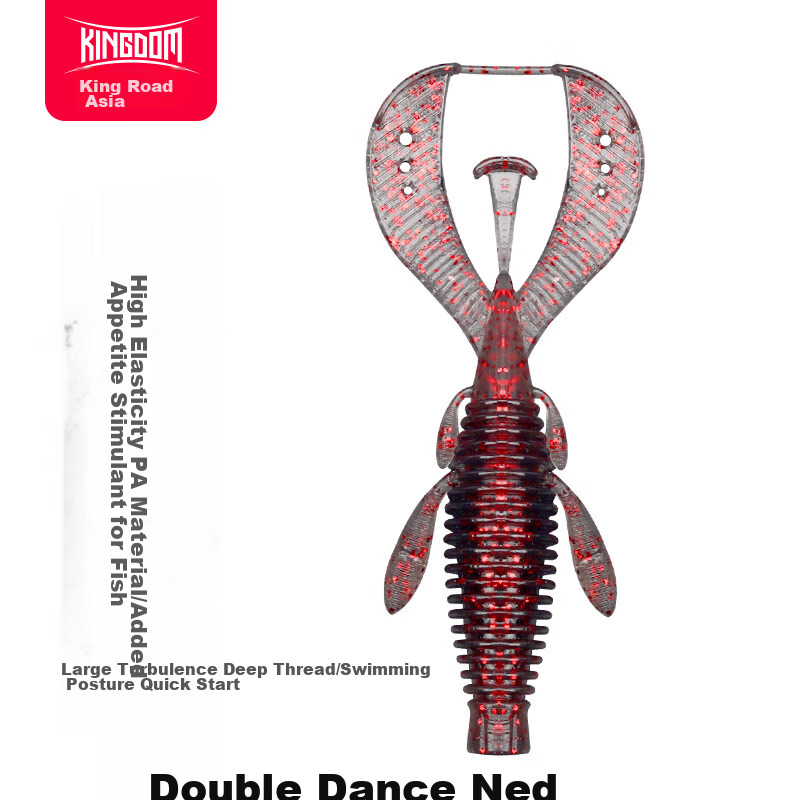 King Lure Soft Bait Floating Shrimp Nede Fishing Set for Black Pit Fishing, Bass And Mandarin Fish, Shrimp-Shaped Soft Worm 63mm-02 Drunken Red