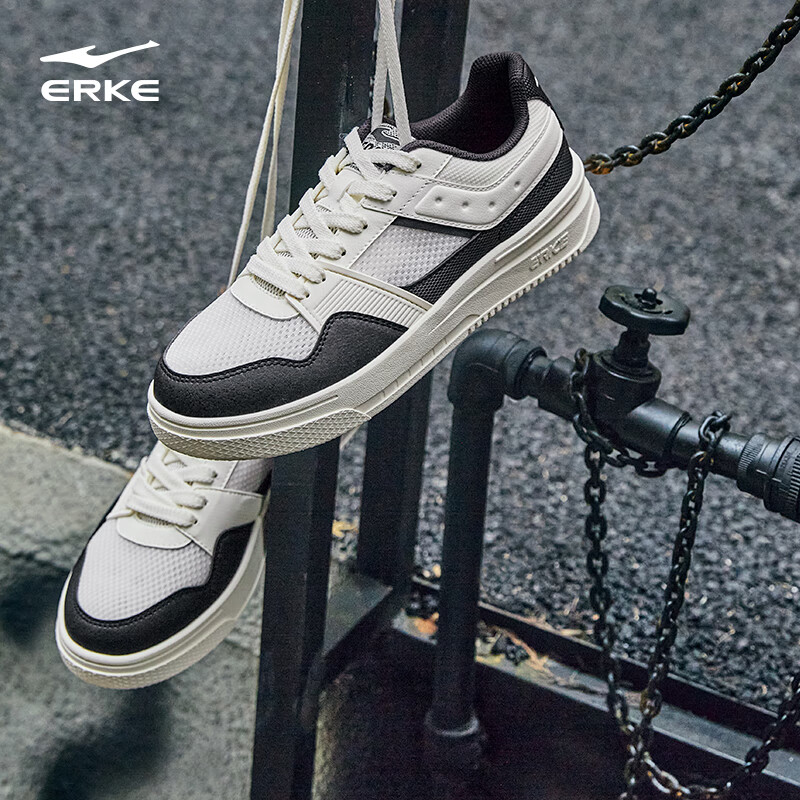 ERKE Men's Summer Low-top Breathable Board Shoes Thick-soled Height-increasing Casual White Shoes Cool Play 3 Skate Shoes 51125201386