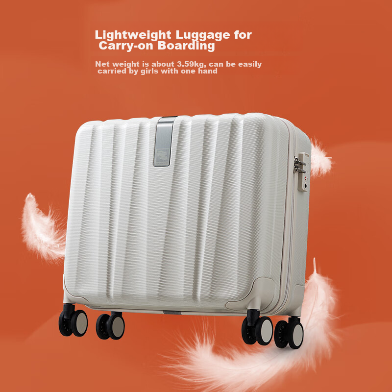 Hanke Luggage, Suitcase for Men And Women, Carry-On Travel Case, 18-Inch Ivory White, Password Lock, Store's Best-Seller, Upgraded Version