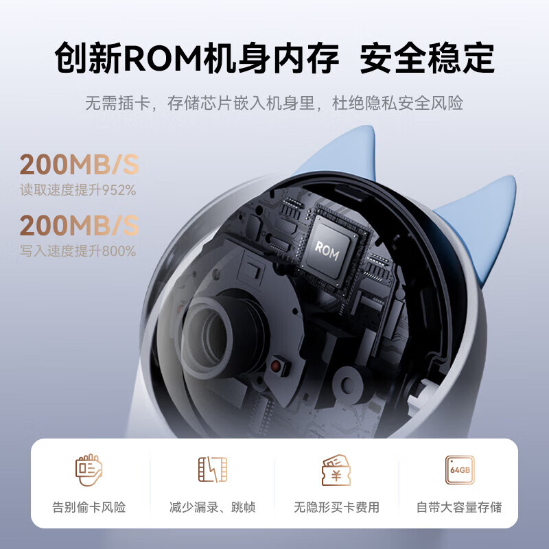 Seagull 8MP Camera Home Surveillance Monitor 360° Panoramic View with Night Vision 4K Ultra HD Auto-Rotation Two-Way Audio Baby/Pet Care Indoor Room 64GB Version