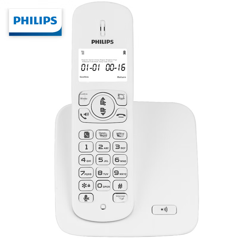 Philips Cordless Telephone, Wireless Landline, Parent-Child Handset, for Office And Home Use, White Screen with Backlight, Long Standby Time, DCTG186 White