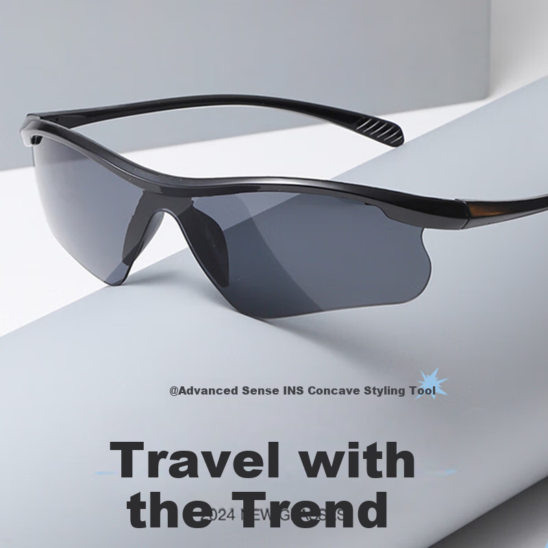 FESETE Running Sunglasses Sports Glasses Marathon Glasses Cycling Mountain Climbing Sunglasses Sunglasses Black Frame Black Lens