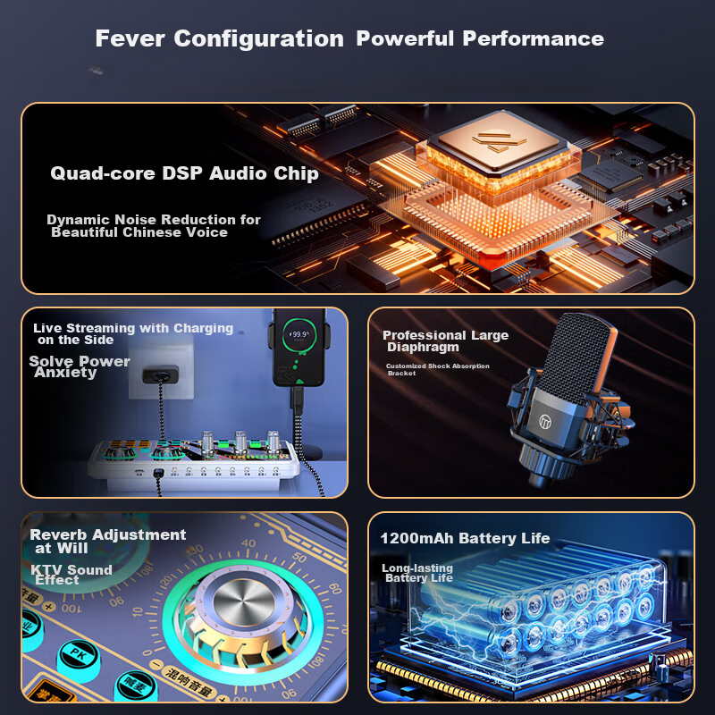 Good Shepherd Wireless Live Streaming Equipment Full Set, Mobile Phone Sound Card, Singing-Specific, Douyin Influencer, Outdoor Karaoke Recording Microphone, Stand, Professional External Computer Voic