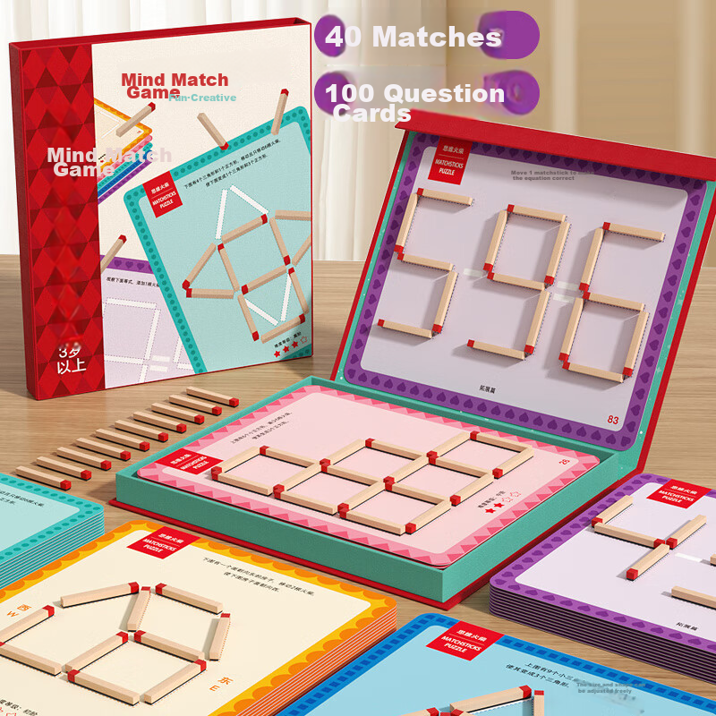 Fuhaier Math Thinking Matchsticks Teaching Aid Board Game for Boys And Girls, Concentration Training, Children's Educational Toy, Birthday Gift