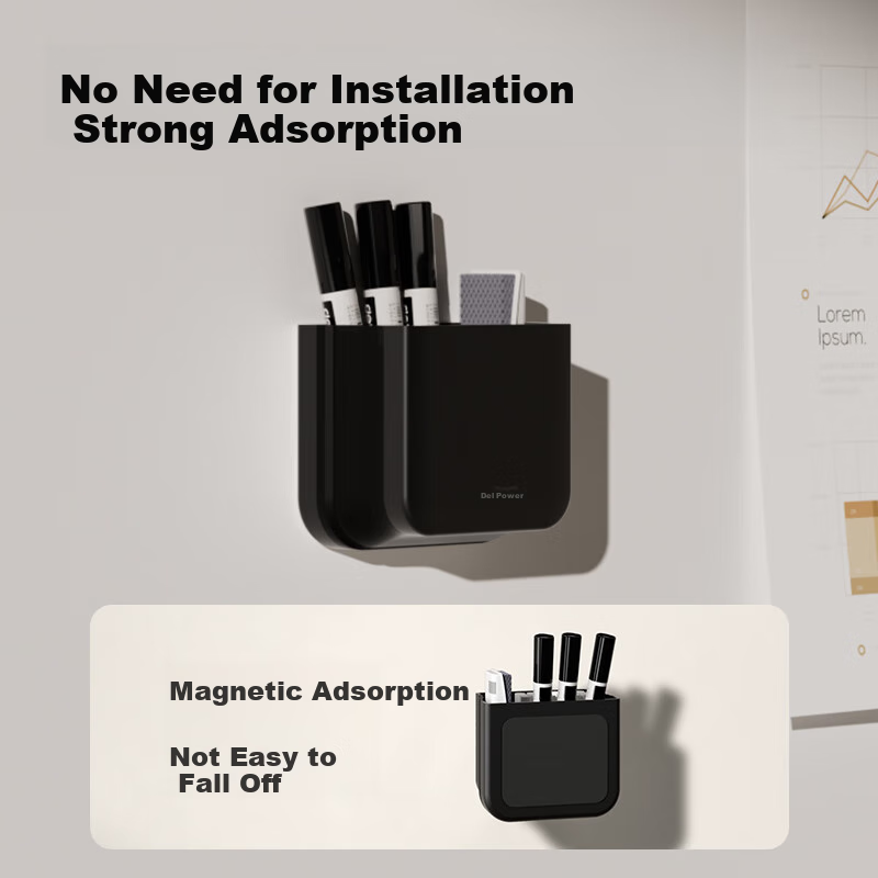 Deli Foldable Magnetic Black Pen Holder, Whiteboard Pen Storage Box, Blackboard Wall-Mounted Magnetic Pen Box, Magnetic Chalk Holder, Wall-Mounted Blackboard Eraser, Wall Sticker, Hanging Whiteboard 1