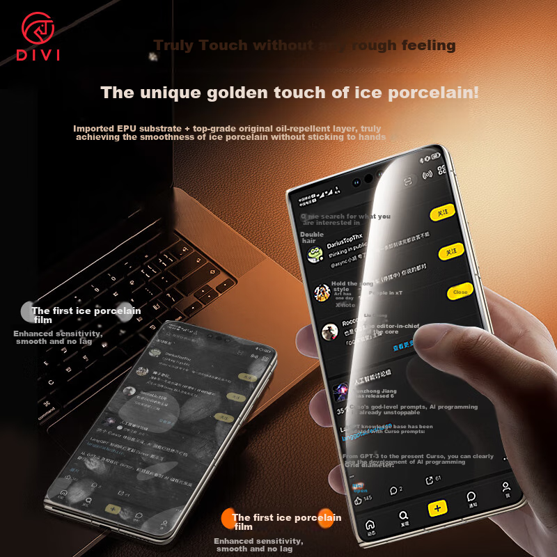 DIVI DIVI Full Glue Ice Porcelain Film 2 Pieces for Huawei Mate X6, Full Glue HUAWEI Mate X6 Collector's Edition Hydrogel Film, High Definition, Anti-Fingerprint, Dust-Free, Easy to Apply Soft Film