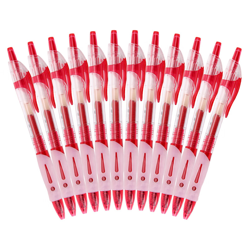 Chenguang (M&G) 0.5mm Red Gel Pen, Retractable Bullet Tip, Signature Pen, Office Pen, GP1163C, Red, 12 Pcs (1 Eraser Included)