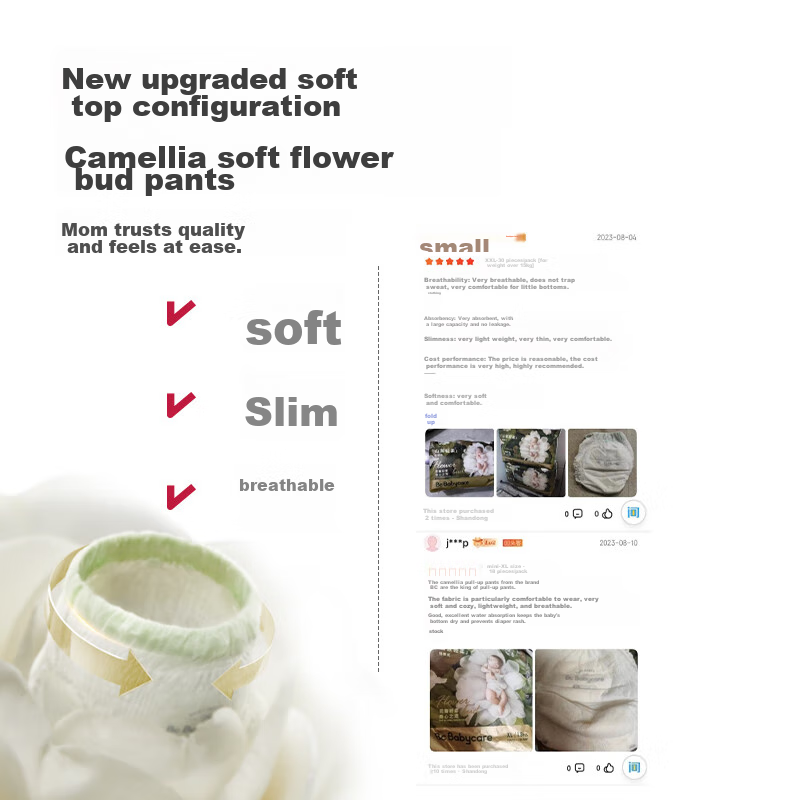 Babycare Camellia Diapers M50 Pieces (6-11kg), Medium Size, Bud-Like Softness, BBC Diapers, Baby Diapers