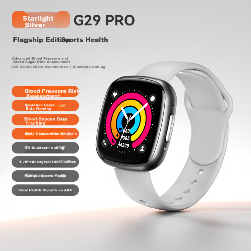 Dido G29SPro Blood Pressure Blood Sugar Watch for Men and Women, Real-time ECG Assessment, Blood Oxygen Heart Rate Body Monitoring, Temperature Sleep Health Risk Assessment Smart Watch