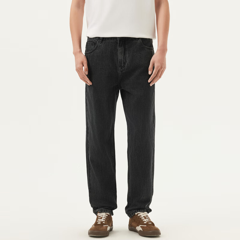 Gxg.jeans Men's Retro Loose Tapered Fashion Denim Pants Men's 25th Anniversary Spring New Product Black Grey 165/S