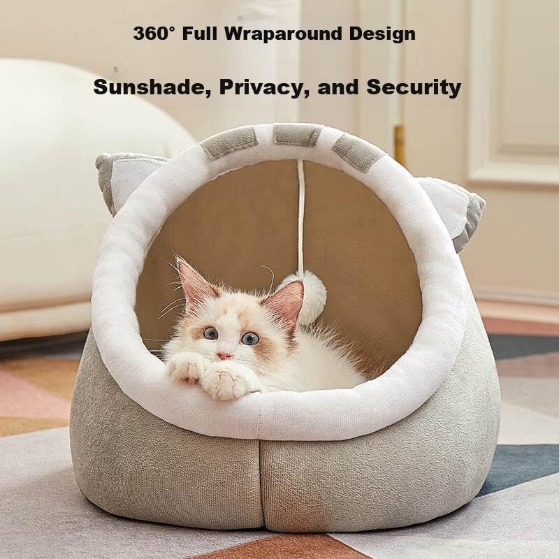 HOUYA Cat Bed, All-Season, Warm in Winter, Closed Cat House, Sleeping Pad, Small Dog Pet Bed, Cat Supplies