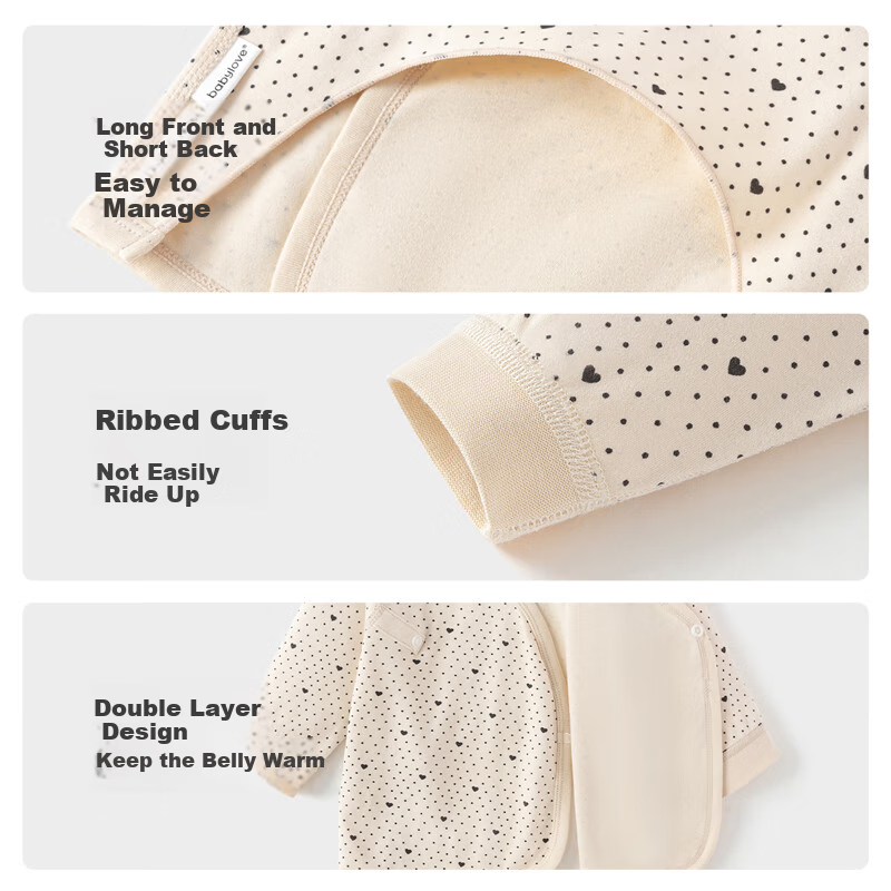 Babylove [Soft And Comfortable] Newborn Half-Back Shirt, 0-6 Months, Newborn Baby Spring And Autumn Pure Cotton Top, Infant Clothing