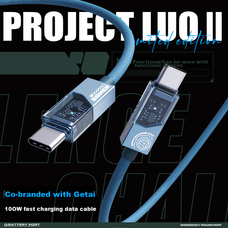 SONGX Luotianyi Co-Branded Type-C Data Cable, PD100W Fast Charging Cable, C to C Charging Cable, 5A Suitable for IPhone 15/16 Pro Max/iPad, Laptops, Huawei Phones