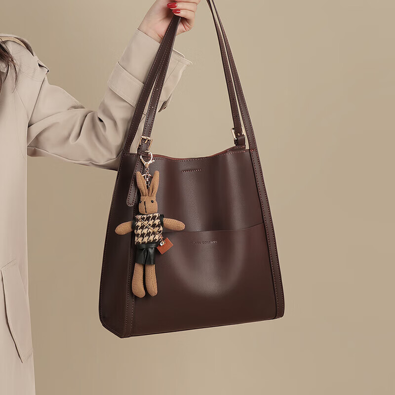 Viney Leather Handbag, Women's Large Capacity Bucket Bag, Commuter Underarm Shoulder Bag, Birthday Gift for Women, Goddess Day Present