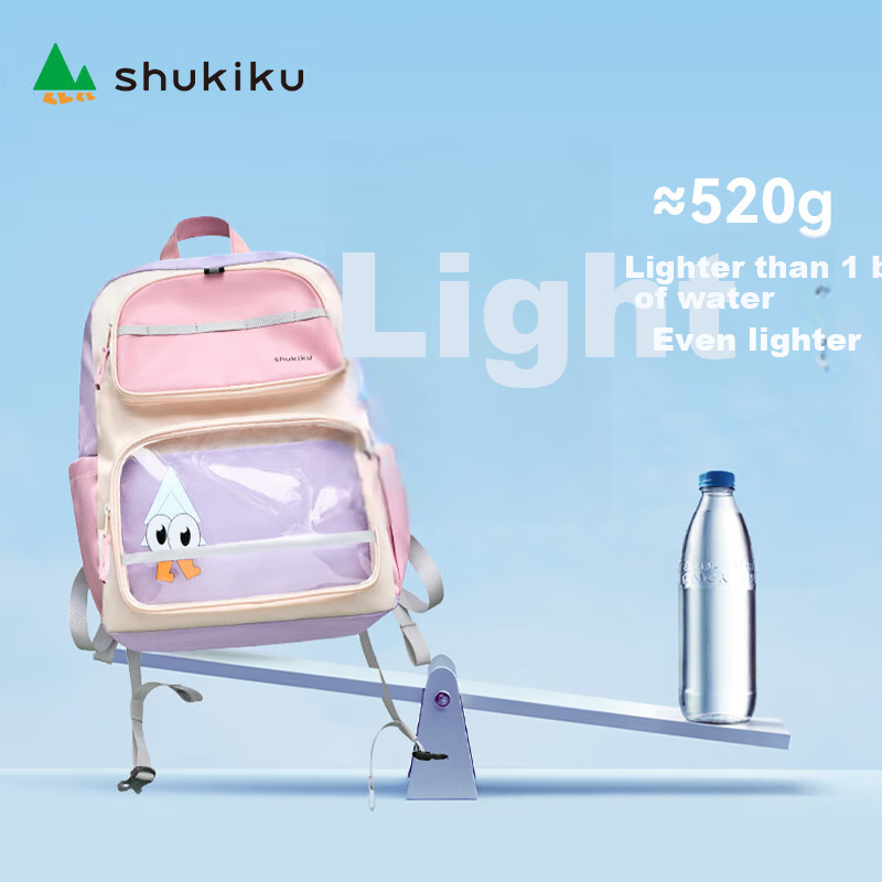 SHUKIKU Cute and Stylish Children's Spine Protection Backpack for Primary School Students, Ultra-lightweight, Double-shoulder Bag, Starry Blue, Size M