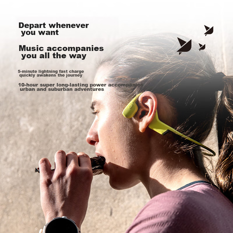 SUUNTO Sonic [Comfortable And Stable] Professional Sports Running Bone Conduction Bluetooth Headphones, Outdoor Cycling Wireless Neckband Ear Clip Open-Style Safe Non-In-Ear, Eagle Black