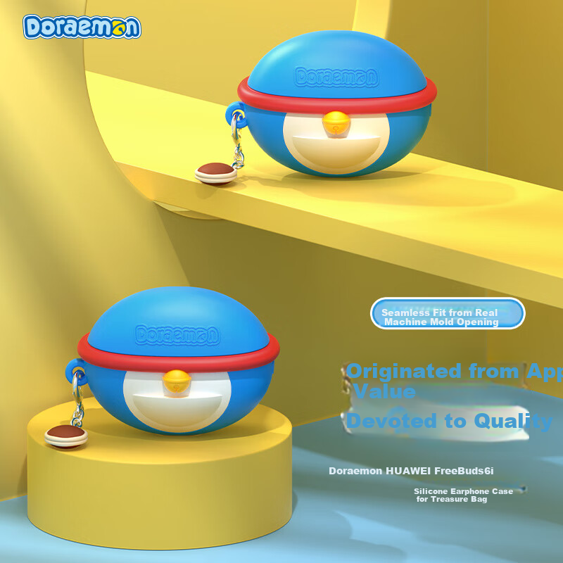 ROCK Doraemon Compatible with Huawei FreeBuds 6i Protective Case, HUAWEI Earphone Case, Protective Cover, Full Silicone Shockproof Dustproof Cartoon Cute Soft Case for Men And Women