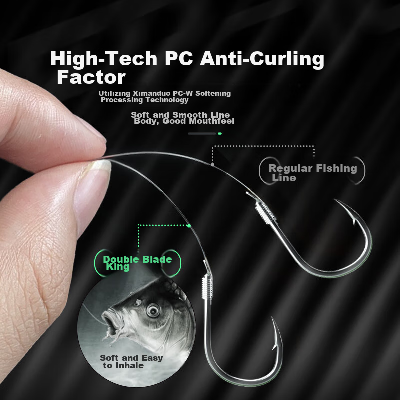 Simago Double Hook Anti-Tangle Ready-Made Set, Crucian Carp Hook Complete Set, Jinxiu New Guandong Double Knife, Iseni Barbed Hook 2#, Leader Line 0.8#, Hook 3#, Leader Line 1.0#