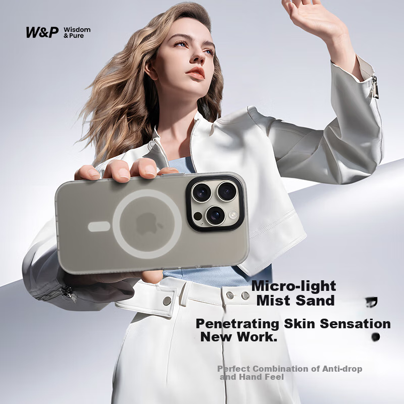 W&P [USA] Apple 16 Phone Case iPhone 16 Protective Cover Magnetic Charging Full Protection Anti-drop Skin-friendly Matte Anti-fingerprint Original Titanium Gray wp