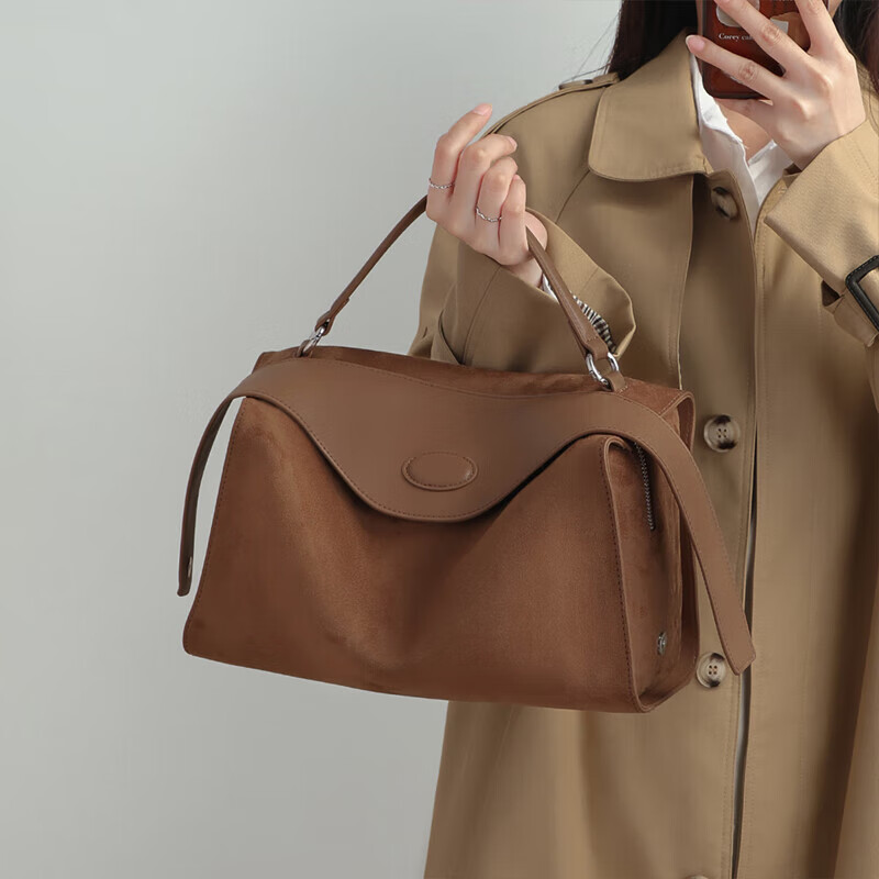 Viney Women's Cowhide Boston Bag Large Capacity Crossbody Pillow Bag Birthday Gift High-end Feeling for Girlfriend Wife