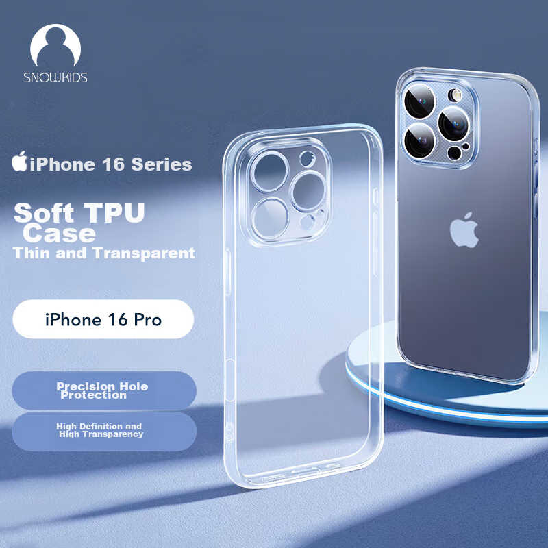 Snowkids IPhone 16 Pro Case, Compatible with Apple 16 Pro, New Anti-Drop Ultra-Thin Transparent Protective Case, Simple Design, Soft Shell for Men And Women