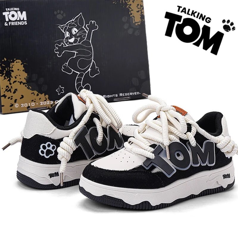 TALKING TOM Canvas Shoes for Men And Women, Autumn And Winter Casual Low-Top Sneakers, Student Sports Designer Couple Loafers, Black And White Panda, Size 40