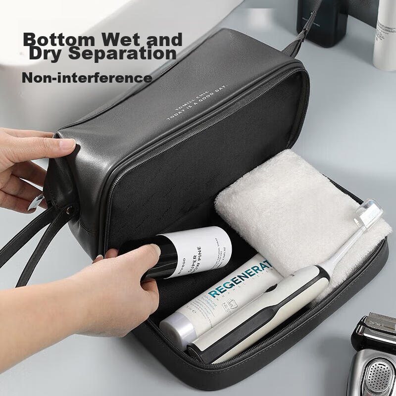 ToMill Men's Travel Toiletry Bag, Portable Large Capacity Cosmetic Organizer, Charcoal Gray