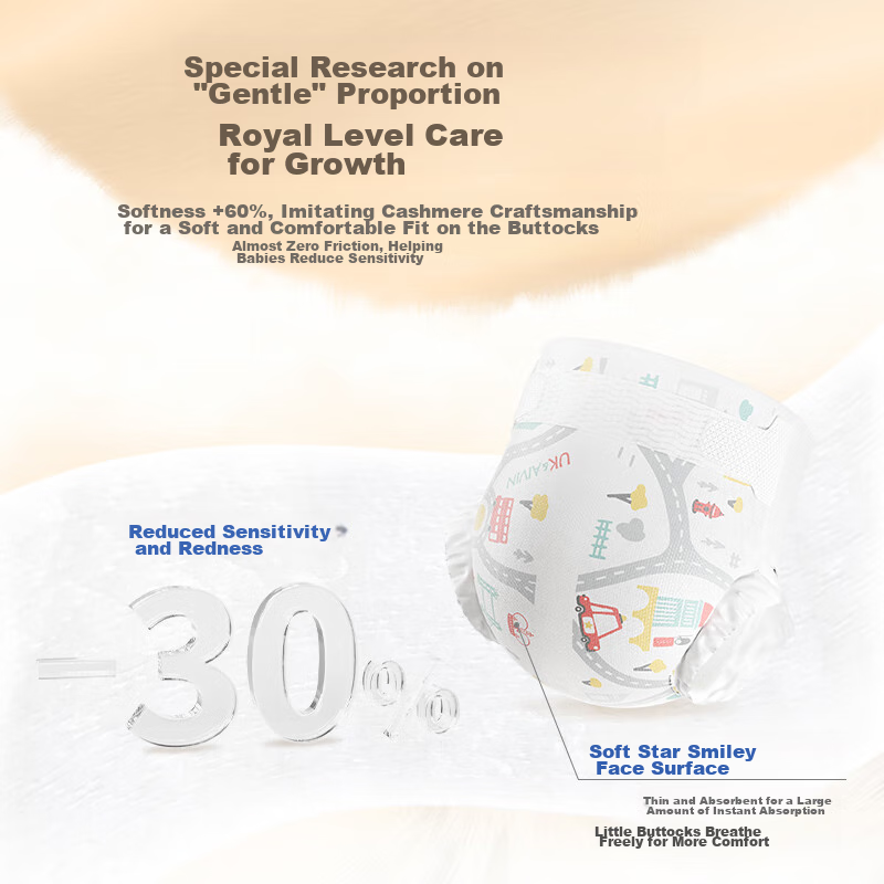 Avirer Alvin UK Royal Breathable Ultra-thin Diapers M Size 50 Pieces Quick-absorbing Non-blotting Disposable Nappies