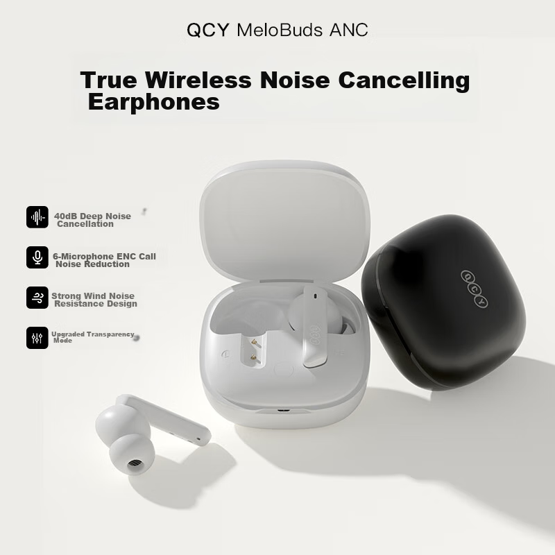 QCY MeloBuds ANC True Wireless Bluetooth Earphones, Active Noise Cancellation, In-Ear Gaming, Low Latency, Call Noise Reduction, Sports Noise Reduction, Xiao Fang Tang, Compatible with All Phones, Bla