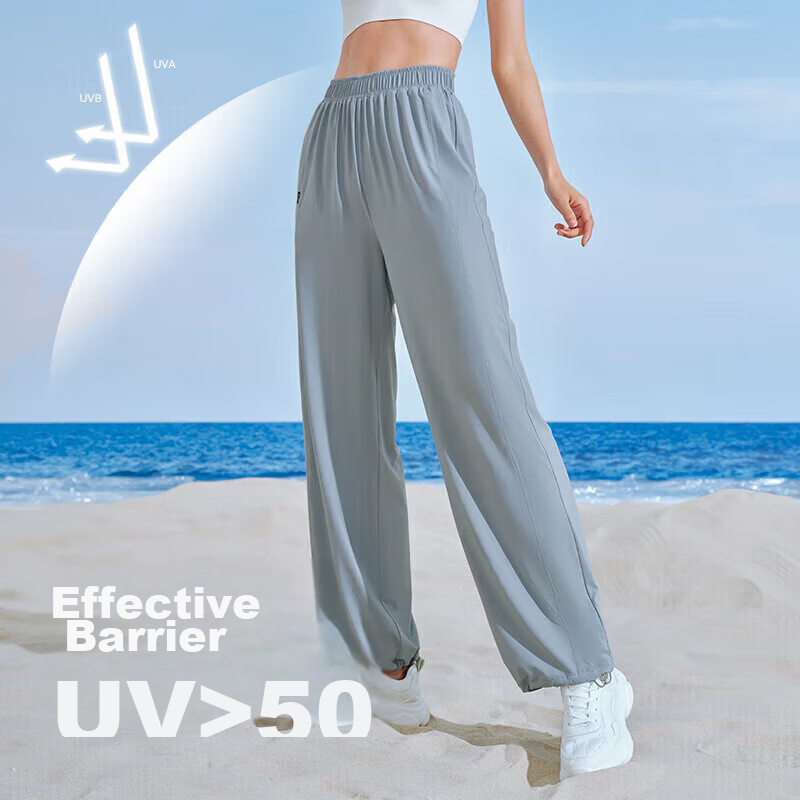 Pelliot Outdoor Sun Protection Quick-Dry Pants for Women, Summer Cool-Feeling Casual Trousers, Hiking Pants, Slimming Pants, 12321414 Gray L