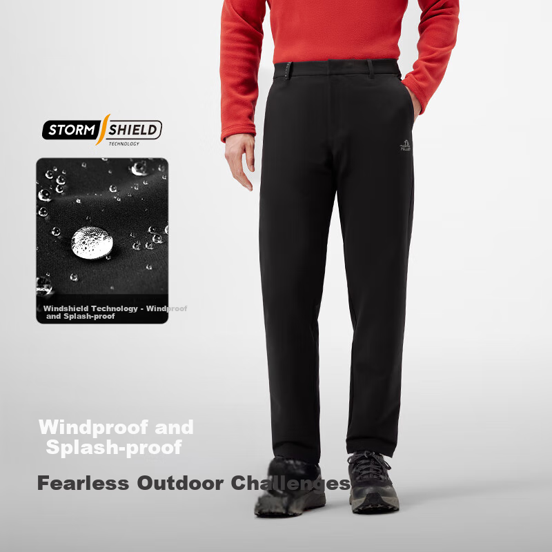 Pelliot Outdoor Softshell Pants Men Warm High Elastic Fleece Windproof Water Repellent Climbing Windproof Pants 114314377 Black 2XL