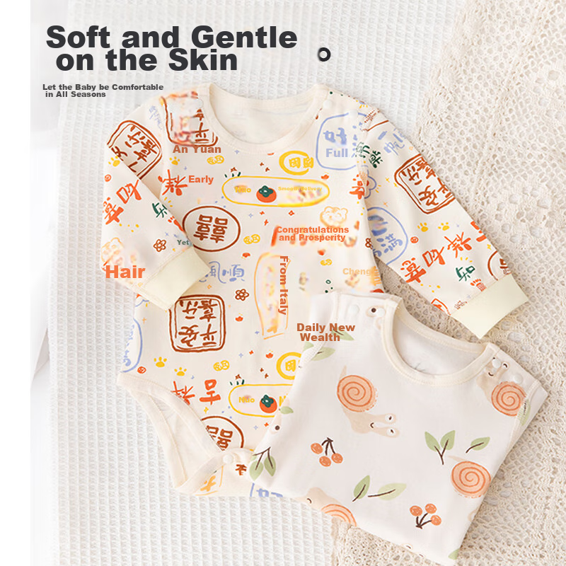 Babyprints Newborn Onesie, Baby Bodysuit, Long-Sleeve Triangle Romper for Boys And Girls, Pure Cotton Clothing, Bear Pattern, Size 66