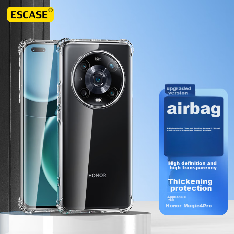 ESCASE Honor Magic4 Pro Phone Case, Protective Cover, Honor Full Coverage Airbag Shockproof, Unisex Simple Design, ES-Ip9 Series, Upgraded Transparent White