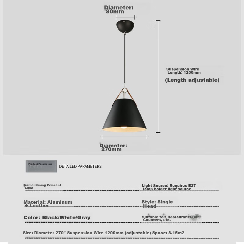 FSL Foshan Lighting Pendant Light, Simple Dining Room Lamp, Stylish Bar Light, Single-Head Black 50258
