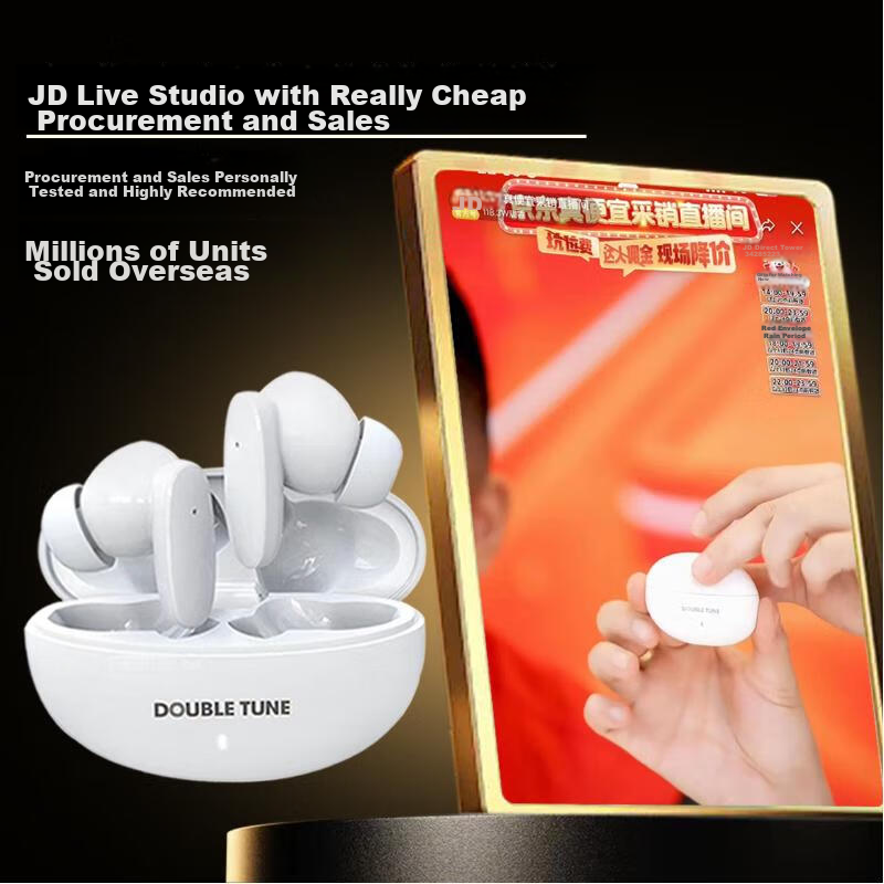 DOUBLE TUNE Pebble Series E2 True Wireless Bluetooth Earphones, In-Ear Headphones, Long Battery Life, Hi-Fi Sound Quality, Compatible with Apple, Huawei, Xiaomi Phones, White