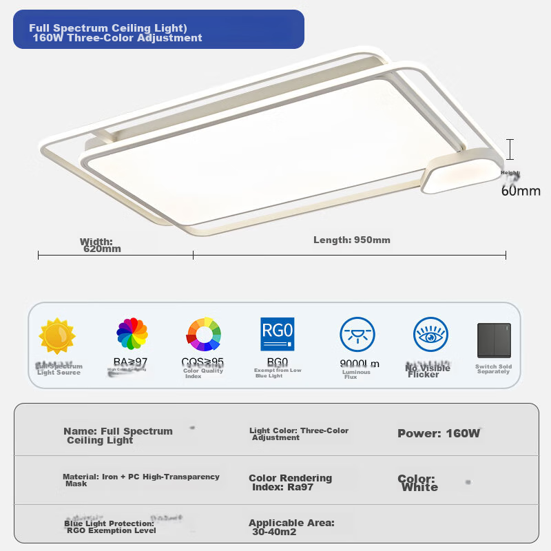 FSL Foshan Lighting Ceiling Light for Living Room, Nordic Modern Minimalist Style, Bedroom And Dining Room, Eye Protection, Three-Color 160W, Xinyun Model, Installation Included