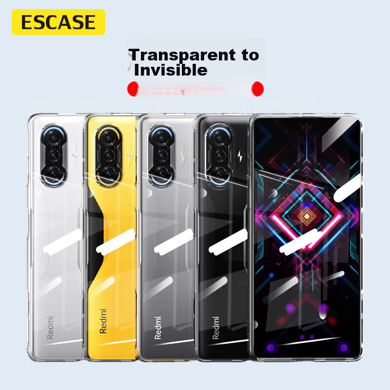 ESCASE Redmi K40 Gaming Enhanced Edition Phone Case, Shockproof Full Coverage/soft Shell Ultra-Thin Silicone (With Lanyard Hole), Transparent Soft Shell